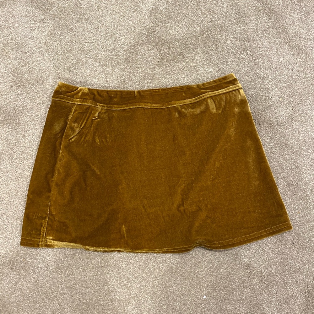 Urban Outfitters Velvet Gold Mini Skirt - Picture 3 of 6